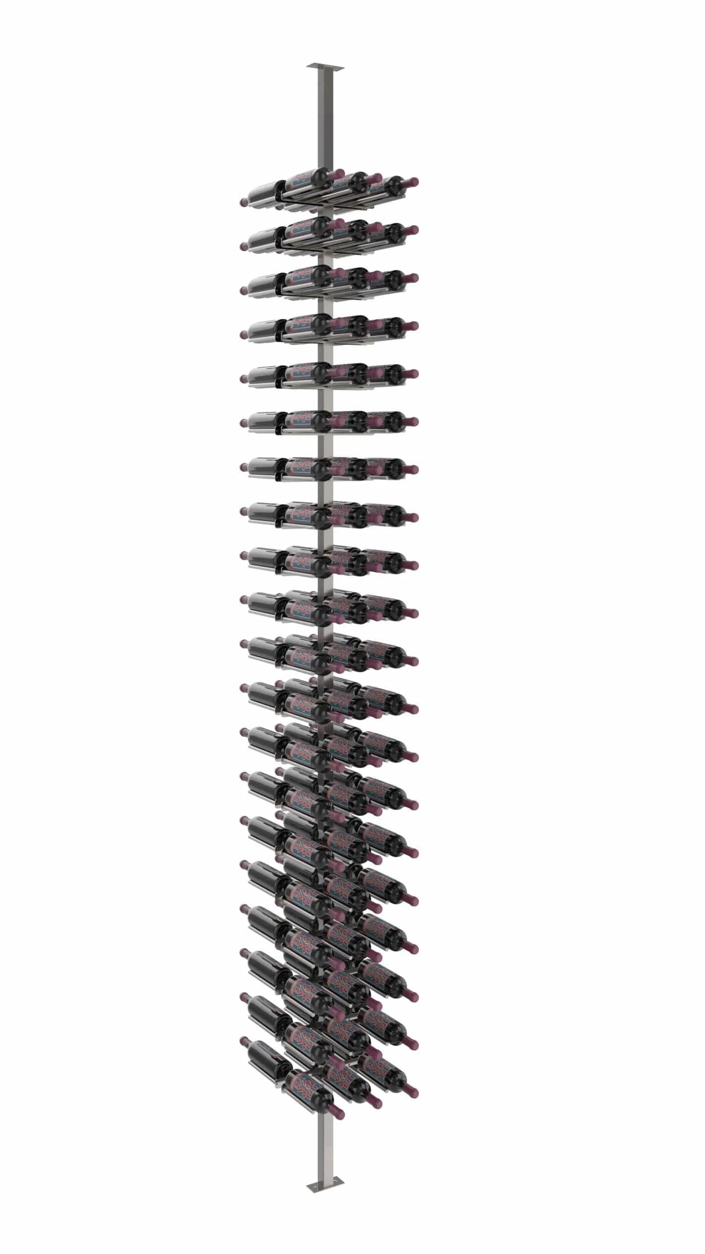 Vino Series Rails Floating Wine Rack Frame Kit, Double Sided Floor-to-Ceiling (40-120 bottles)