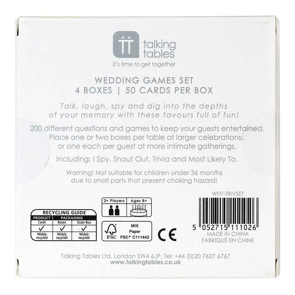 Wedding Table Games Set