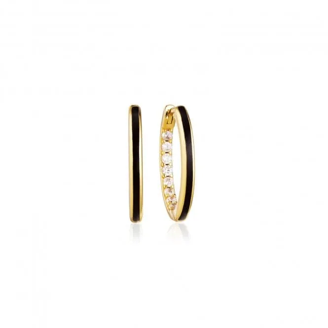 White Zirconia Black Enamel Ellera Nero Grande Earrings SJ-E2869-BECZ-YG