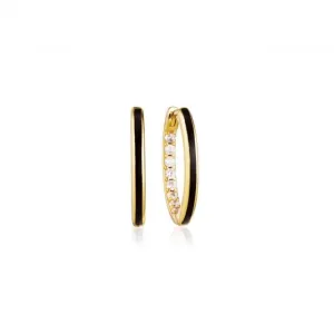 White Zirconia Black Enamel Ellera Nero Grande Earrings SJ-E2869-BECZ-YG