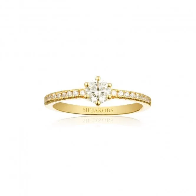 White Zirconia Ellera Uno Grande Ring SJ-R42282-CZ-YG