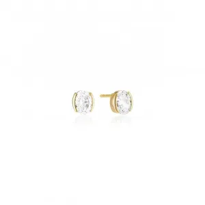 White Zirconia Ellisse Carezza Earrings SJ-E2350-CZ-YG