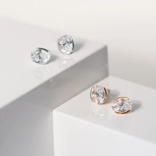 White Zirconia Ellisse Carezza Earrings SJ-E2350-CZ-YG