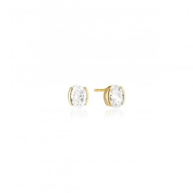 White Zirconia Ellisse Carezza Earrings SJ-E2350-CZ-YG