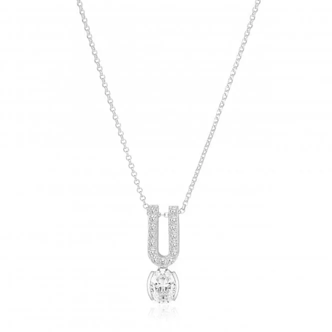 White Zirconia Ellisse Carezza Uno Necklace SJ-N2354-CZ