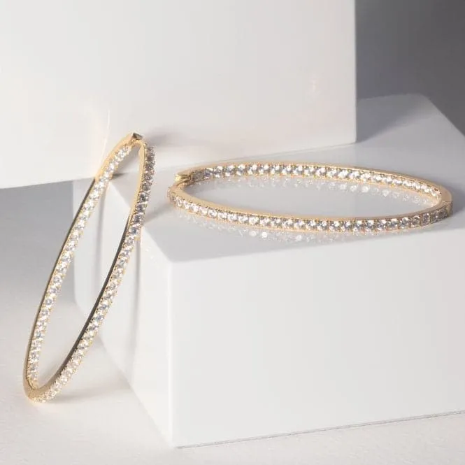White Zirconia Ellisse Grande Earrings SJ-E2314-CZ-YG