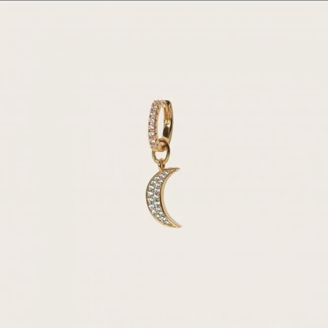 White Zirconia Luna Earring Charm SJ-CH2380-CZ-YG
