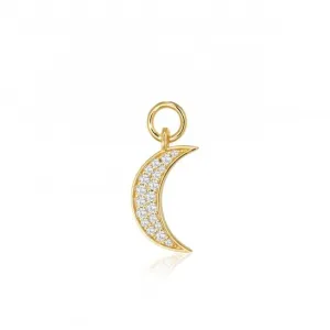 White Zirconia Luna Earring Charm SJ-CH2380-CZ-YG