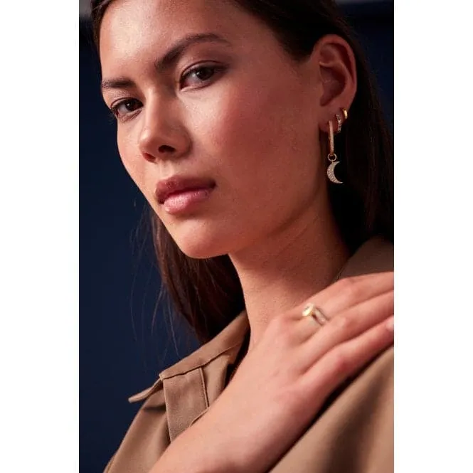 White Zirconia Luna Earring Charm SJ-CH2380-CZ-YG