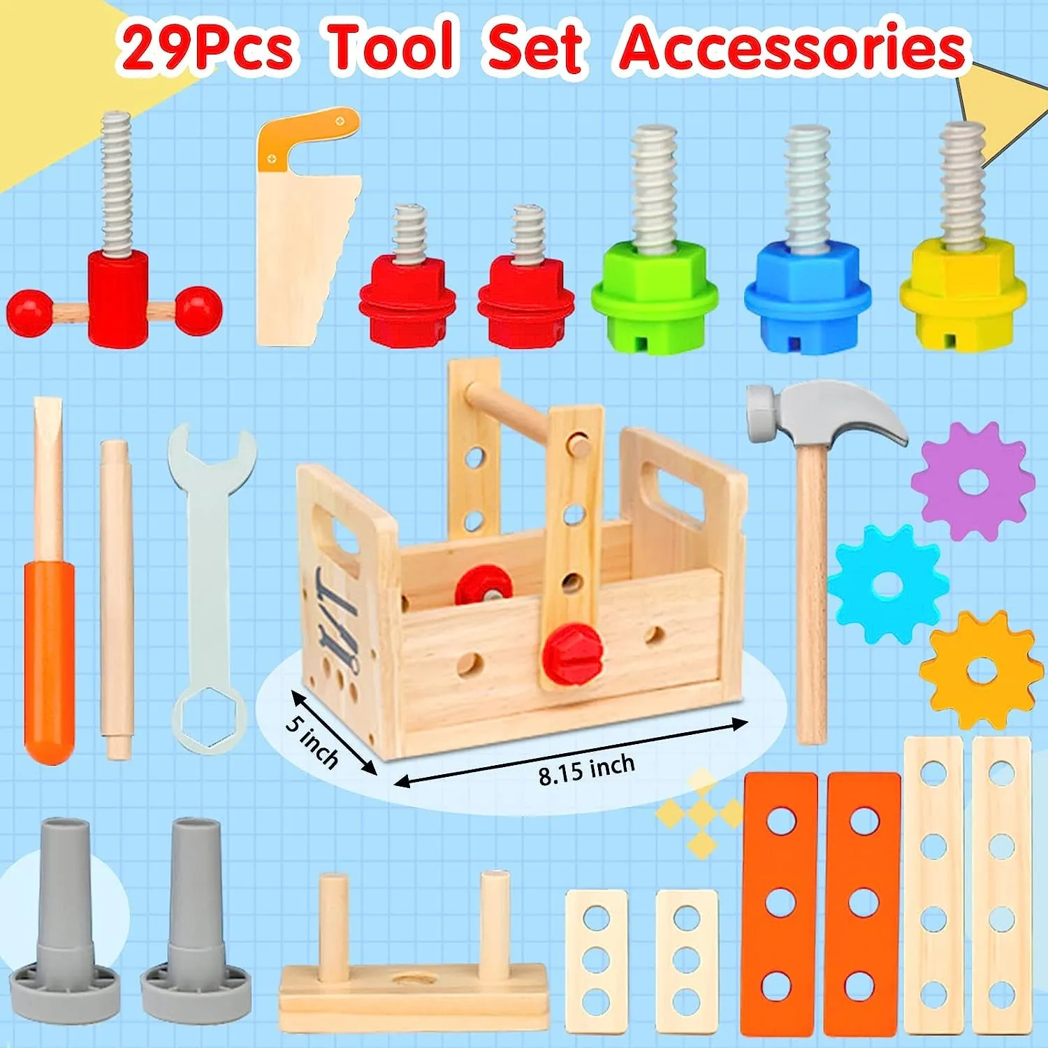 Wooden Tool Set with Box - 29 PCS