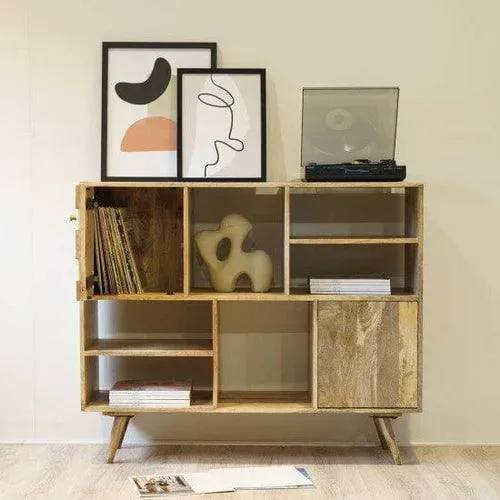 Wooden Twist Glaze Mango Wood Sideboard Cabinet with 6 Racks & 1 Door