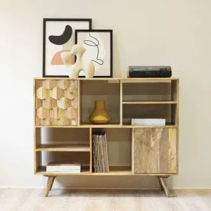 Wooden Twist Glaze Mango Wood Sideboard Cabinet with 6 Racks & 1 Door