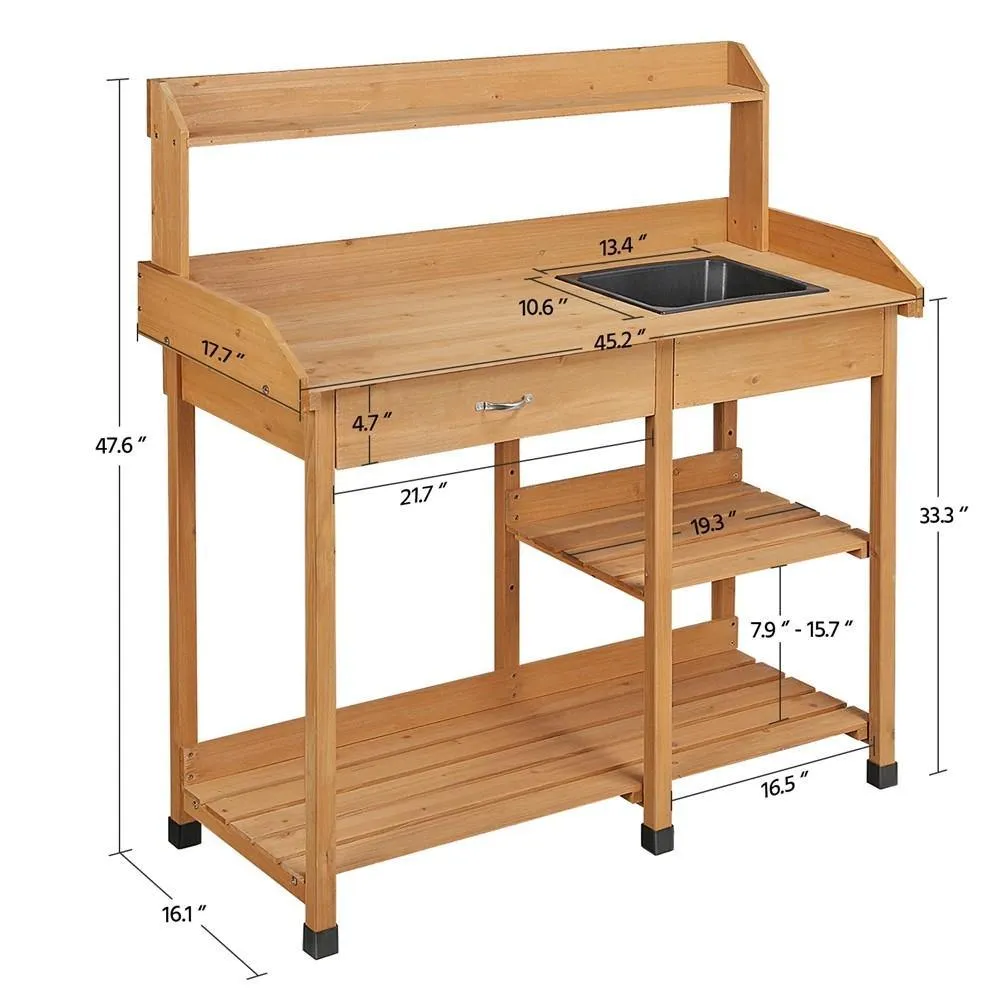 Yaheetech Potting Bench Table with Sink